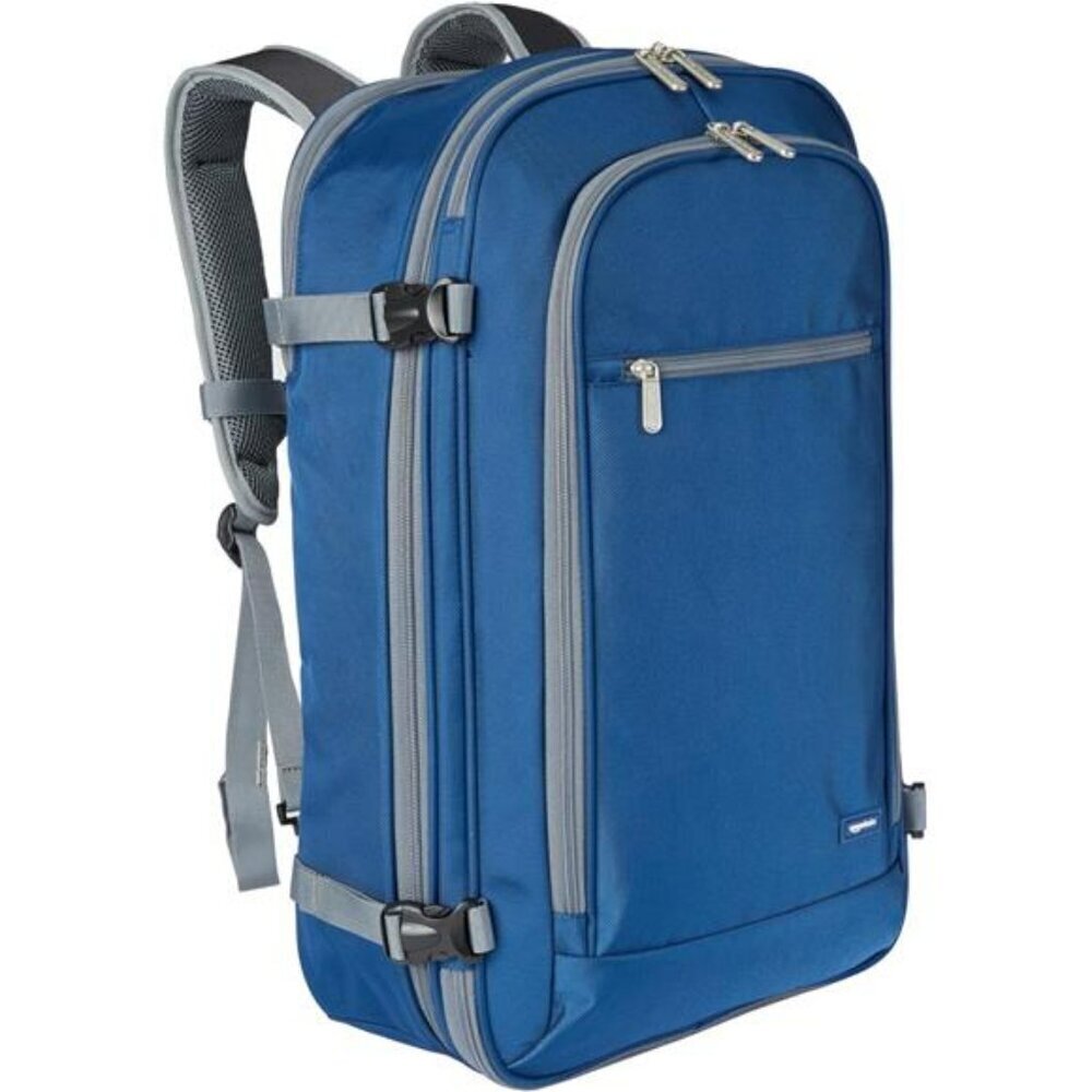 Expandable Carry On Backpack 40L Navy Laptop Compartment